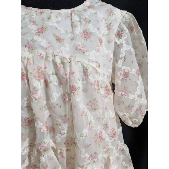 NWT! Mable Estella Puff Sleeve Floral Dress - Picture 3 of 8